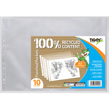 10 A3 Landscape Punched Pockets - Plastic Poly Sleeves Document, Wallets File