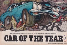 Car of the Year: Plymouth Hemi road Runner 0-105 in 13.5 secs ad 1969 HR