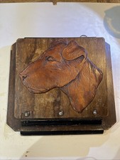 Dog Letter Rack, Holder. Wooden. Made In Belgium, art deco, Original Fittings