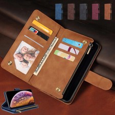 New Retro Leather Zipper Card Wallet Case Cover for LG Q7 G5 G6 mini G7 G8 ThinQ