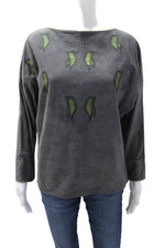Polly Edwards For Tenderness Womens Scoop Neck Long Sleeve Top Gray Size 06