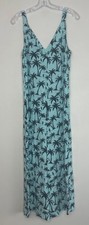 Scamp & Dude Jumpsuit Womens Medium aqua Black Palm Tree Print Holiday Wide Leg