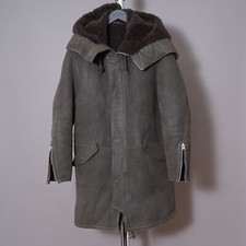 ALL SAINTS Shearling Leather Jacket MEDIUM Mens HELM Sheepskin Parka Coat M