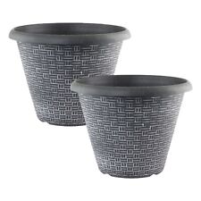 2Pc Round Plastic Plant Pot