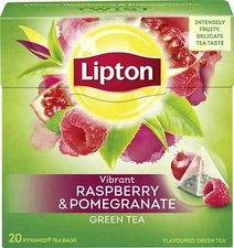 Lipton Raspberry & Pomegranate Green Tea Bags 4 Boxes 0f 20 Supplied (80 )