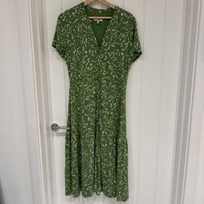 HOBBS Size 14 Dress Long Button Front Green