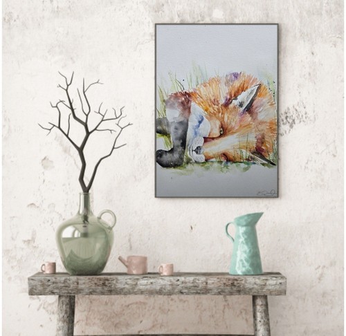 Original fox watercolour - original,