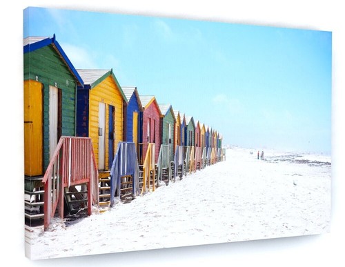 Beach huts seaside canvas - beach,