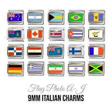World flags Countries A-J 9mm Italian charms fits classic italian charm bracelet