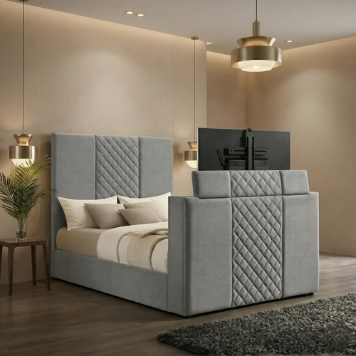 Three panel upholstered bed - upholstered,