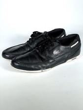 Lacoste Dreyfus Black Leather Lace Up Boat Shoes Size 13