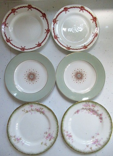Six pretty vintage bone - vintage, china