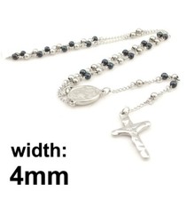 Stainless Steel Rosary Beads Necklace Cross Chain Catholic Fashion Jesus Christ