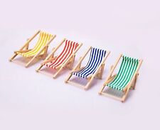 NEW - 1/12 SCALE DOLLS HOUSE MINIATURE BEACH SUMMER DECK CHAIR  (UK)
