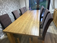Oak wooden dining table - table, 8
