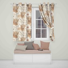 Highland Cow Curtain Rustic