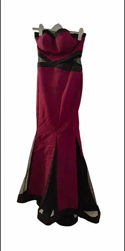 Burgundy black strapless - black,