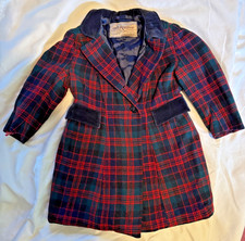 Vtg 50s Girl's Wool Plaid Coat