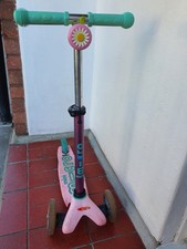 Mini Micro Scooter 3-Wheel with T-Bar Handle pink and mint accents