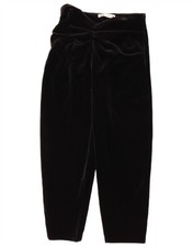 ZARA Womens Tapered Velvet Cropped Trousers Medium W28 L24 Black BX08