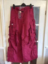 Criminal Damage Hot Pink Parachute Cargo Rave Pants Vintage Y2K, Medium 