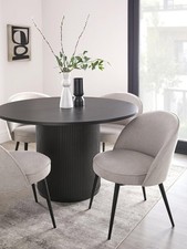 Carina Round 120cm Dining Black Table 4 Chairs Scandi Style Kitchen Bistro UK