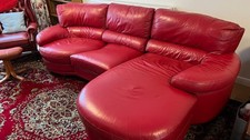 Swivel Red Leather Corner Sofa