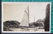 OLD POSTCARD YACHT AT HARBOUR