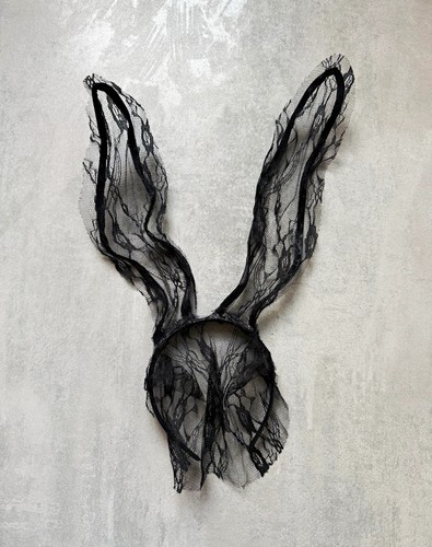 Black lace bunny rabbit ears - lace,