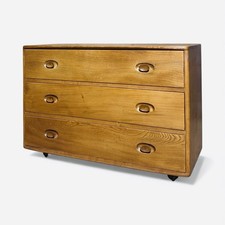 ERCOL BLONDE WINDSOR CHEST OF DRAWERS SOLID ELM AND BEECH C1960s RETRO