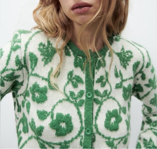 Zara green white knit - green&,