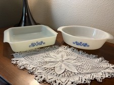 VINTAGE FIRE KING BLUE FLOWER