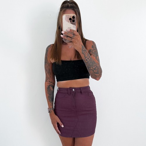 Ladies faux leather skirt - faux,