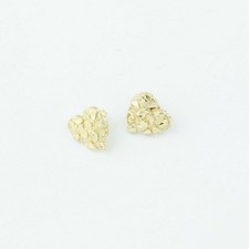 Large Heart Nugget Stud Earrings Real Solid 10K Yellow Gold GREAT GIFT
