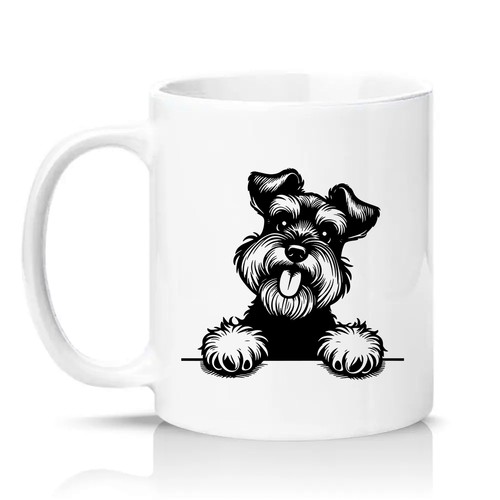 Peeking schnauzer dog - peeking, unisex