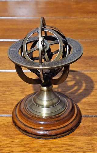 Vintage brass armillary sphere - brass,