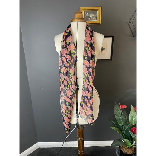 Navy blue scarf - with, pink