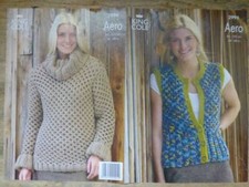 KING COLE 2996-LADIES AERO SUPER CHUNKY JUMPER+WAISTCOAT 34-48" KNITTING PATTERN