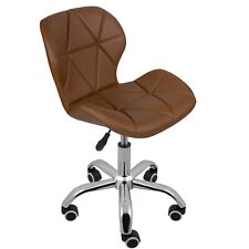 REBOXED Cushioned Desk Office Chair Chrome with Legs Lift Swivel Small in Brown