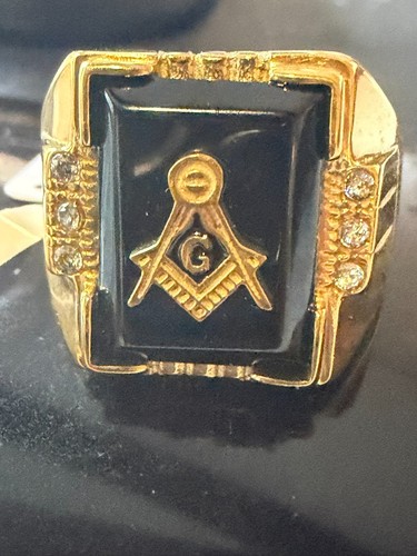 Mens masonic gold ring black - masonic,