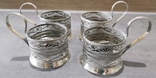 Russian Tea Glass Holders Podstakannik X4 Metal Vintage Items