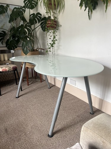 Large kidney shaped glass desk - shaped,