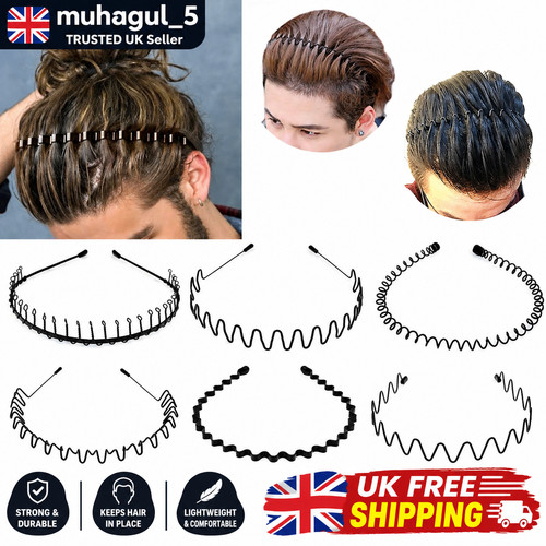 Black metal sports hairband - black,