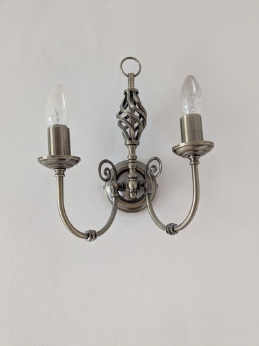 Pewter double candle - , wall