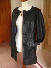 NEXT Long Leather  COAT 10 8 retro line swing mac soft 60s twiggy ladies TRENCH