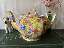 Rare Vintage Royal Winton Ajax Shape Chintz Teapot c1930 Sweet Pea Pattern