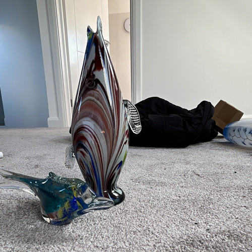Multicoloured art glass fish - art,