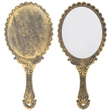  2 Pcs Handheld Old-fashioned Mirrors Metal Makeup Accessories Compact for Kids