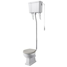 Traditional Comfort Height High-Level Toilet & Flush Pipe Bathroom WC Ceramic