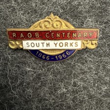RAOB Centenary South Yorks 1866–1966 Enamel Badge – Gilded – Buffaloes Vintage